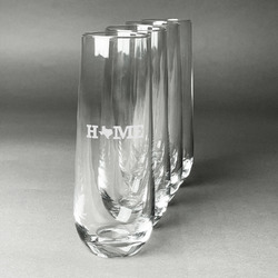 Home State Champagne Flute - Stemless Engraved - Set of 4 (Personalized)