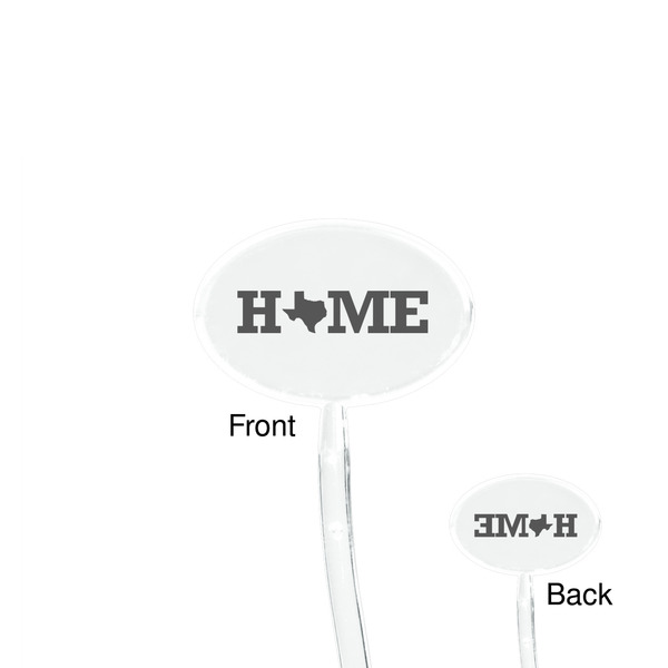 Home State Clear Plastic 7" Stir Stick - Oval - Front & Back