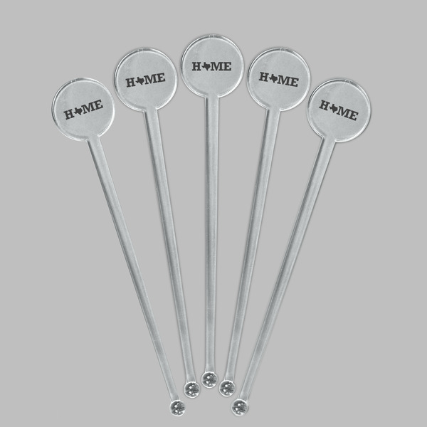 Home State Clear Plastic 7" Stir Stick - Round - Fan View