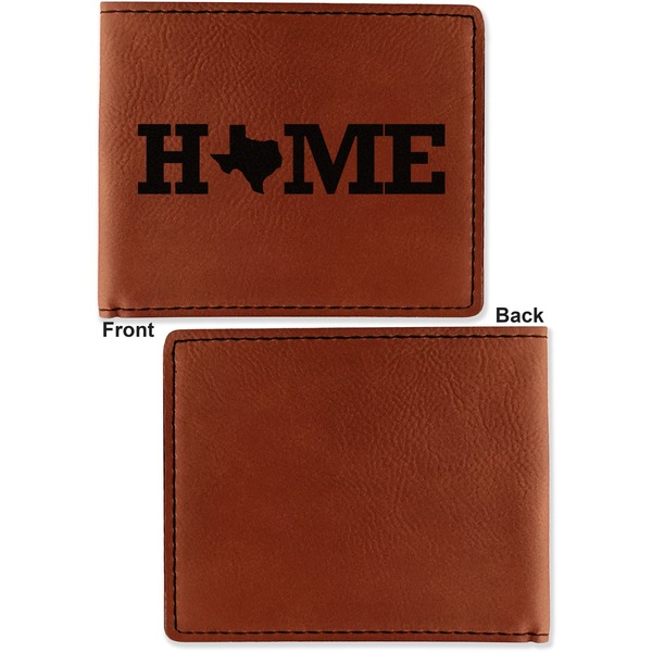 Home State Cognac Leatherette Bifold Wallets - Front and Back Single Sided - Apvl
