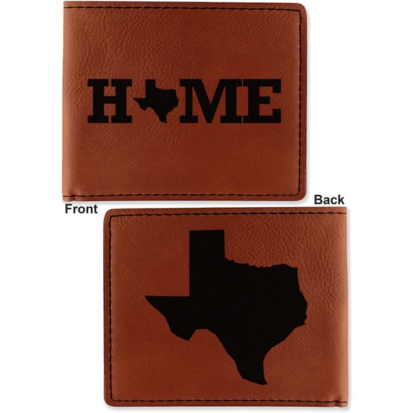 Home State Cognac Leatherette Bifold Wallets - Front and Back