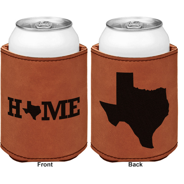 Home State Cognac Leatherette Can Sleeve - Double Sided Front and Back