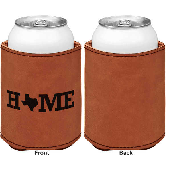 Home State Cognac Leatherette Can Sleeve - Single Sided Front and Back