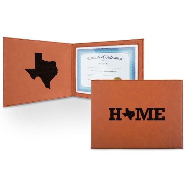 Custom Home State Leatherette Certificate Holder - Front and Inside (Personalized)
