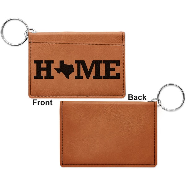 Home State Cognac Leatherette Keychain ID Holders - Front Apvl