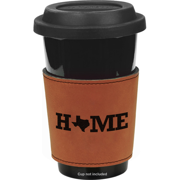 Home State Cognac Leatherette Mug Sleeve - Front