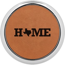 Home State Leatherette Round Coaster w/ Silver Edge - Single or Set (Personalized)