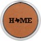 Home State Cognac Leatherette Round Coasters w/ Silver Edge - Single