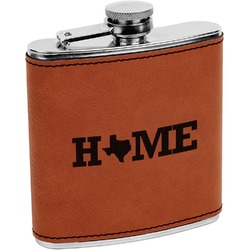 Home State Leatherette Wrapped Stainless Steel Flask (Personalized)