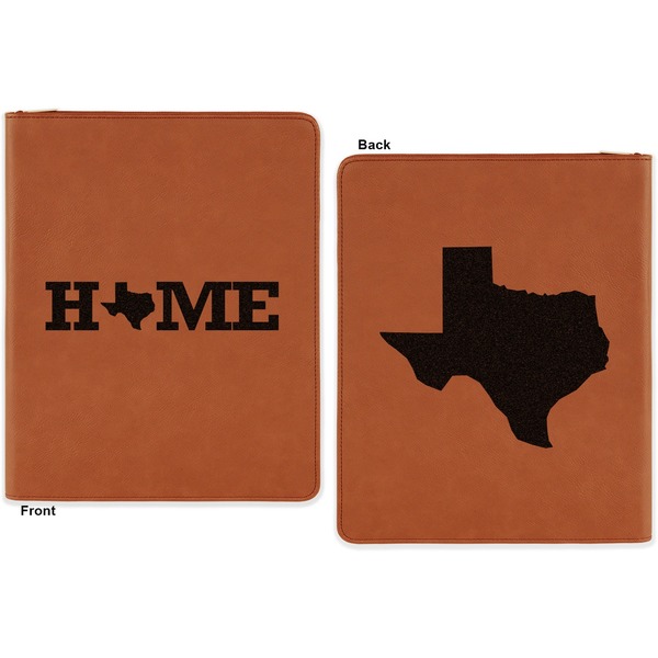 Home State Cognac Leatherette Zipper Portfolios with Notepad - Double Sided - Apvl