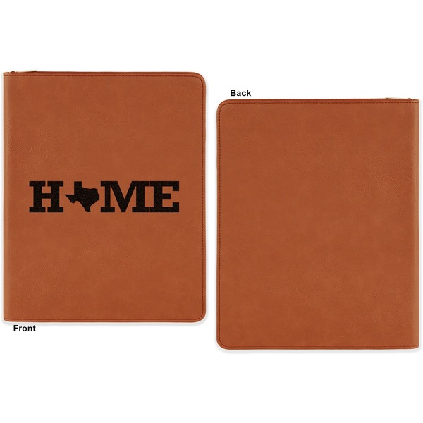 Home State Cognac Leatherette Zipper Portfolios with Notepad - Single Sided - Apvl