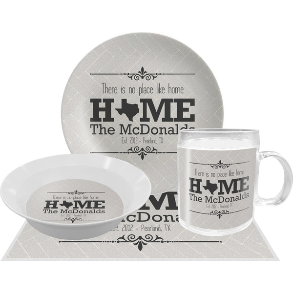 Custom Home State Dinner Set - Single 4 Pc Setting w/ Name or Text