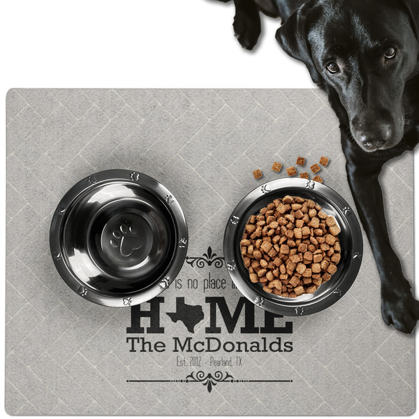 Custom Home State Dog Food Mat - Large w/ Name or Text