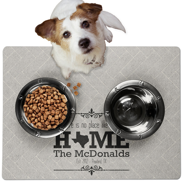 Custom Home State Dog Food Mat - Medium w/ Name or Text