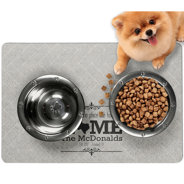 Custom Home State Dog Food Mat - Small w/ Name or Text