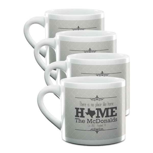 Custom Home State Double Shot Espresso Cups - Set of 4 (Personalized)