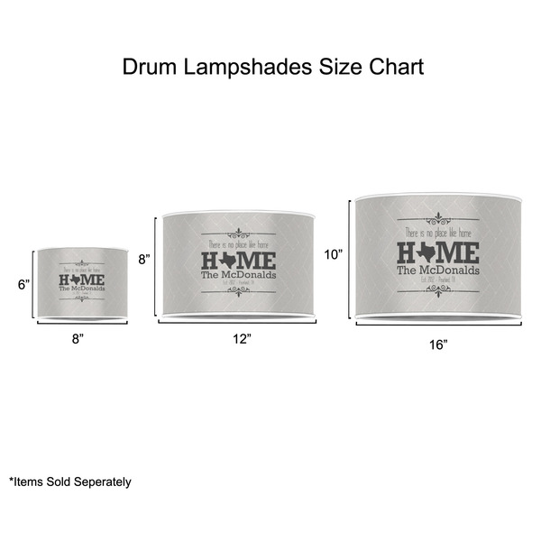 Home State Drum Lampshades - Sizing Chart