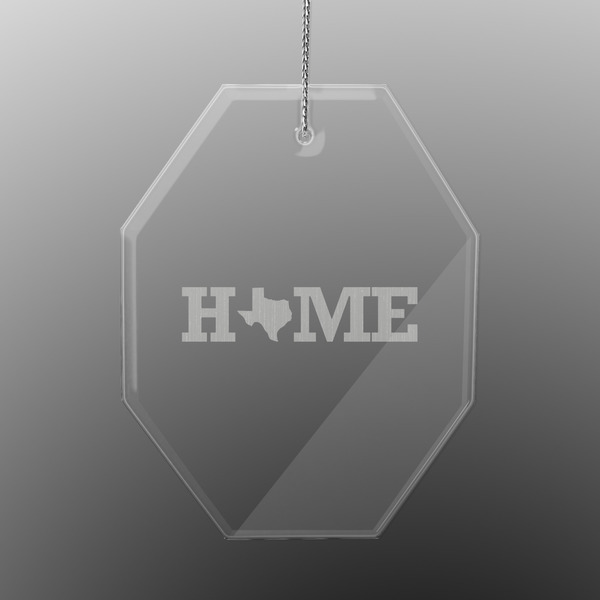 Custom Home State Engraved Glass Ornament - Octagon (Personalized)