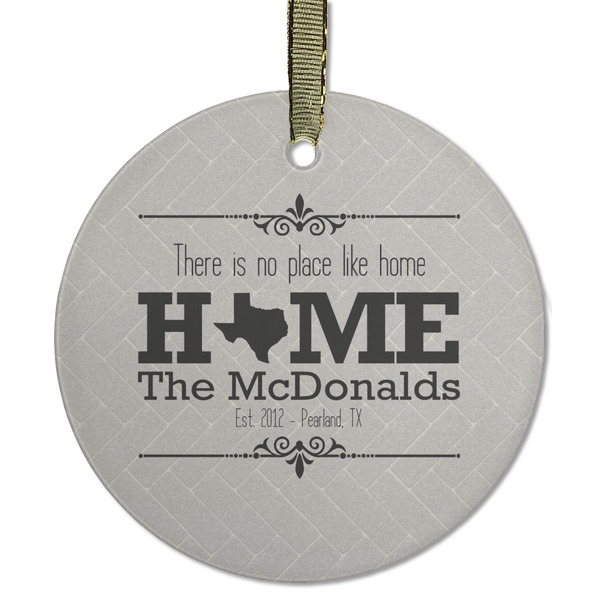 Custom Home State Flat Glass Ornament - Round w/ Name or Text
