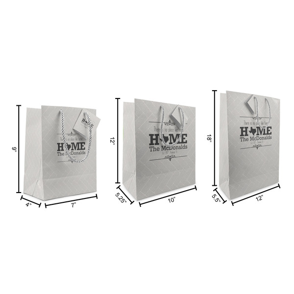 Home State Gift Bags - All Sizes - Dimensions