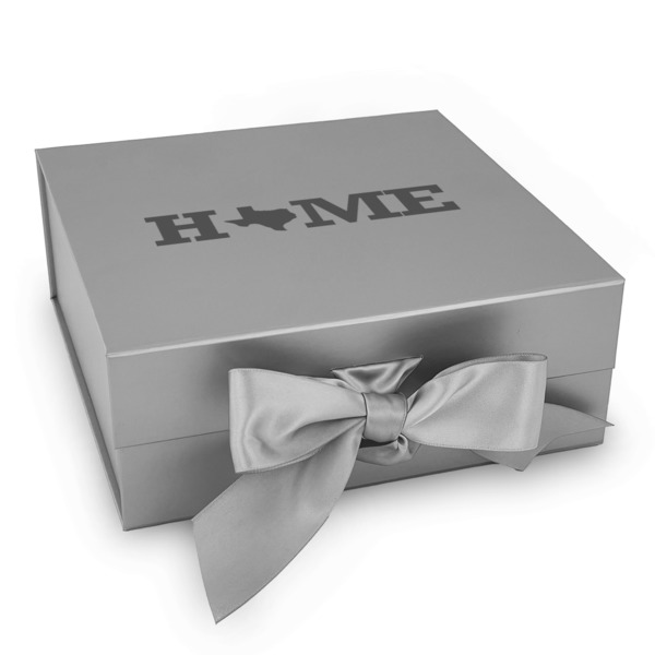 Custom Home State Gift Box with Magnetic Lid - Silver
