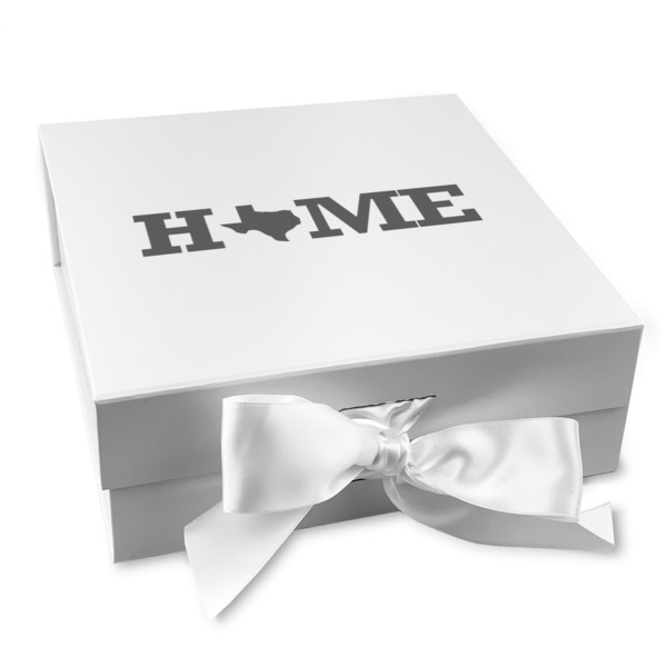 Custom Home State Gift Box with Magnetic Lid - White