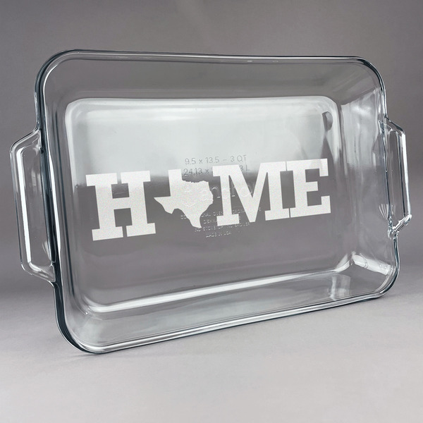 Custom Home State Glass Baking Dish with Truefit Lid - 13in x 9in (Personalized)