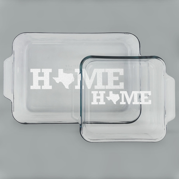 Custom Home State Set of Glass Baking & Cake Dish - 13in x 9in & 8in x 8in (Personalized)