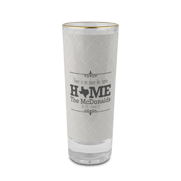 Custom Home State 2 oz Shot Glass -  Glass with Gold Rim - Set of 4 (Personalized)