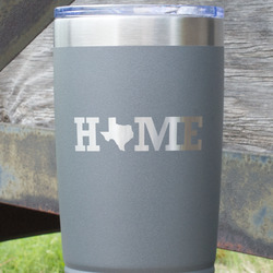 Home State 20 oz Stainless Steel Tumbler - Grey - Single Sided (Personalized)