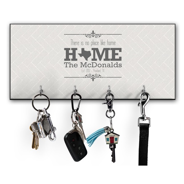 Custom Home State Key Hanger w/ 4 Hooks w/ Name or Text