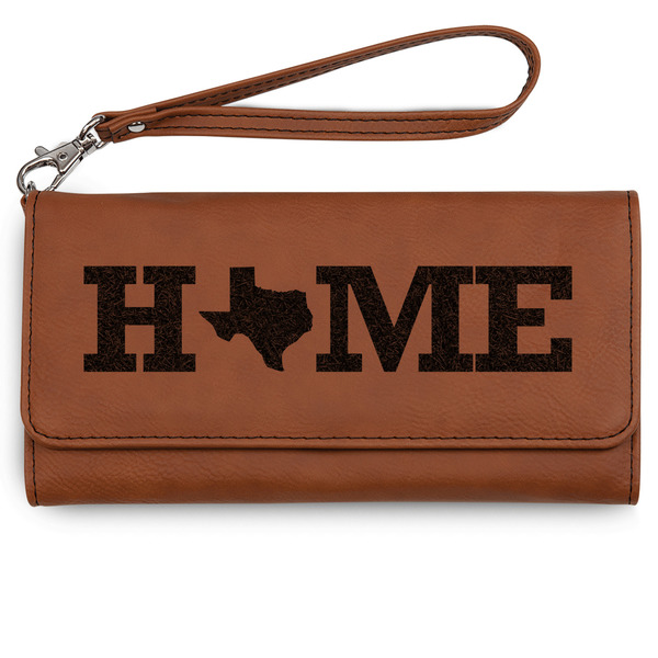 Custom Home State Ladies Leatherette Wallet - Laser Engraved - Rawhide (Personalized)