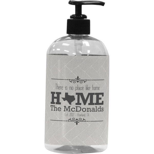 Custom Home State Plastic Soap / Lotion Dispenser (16 oz - Large - Black) (Personalized)