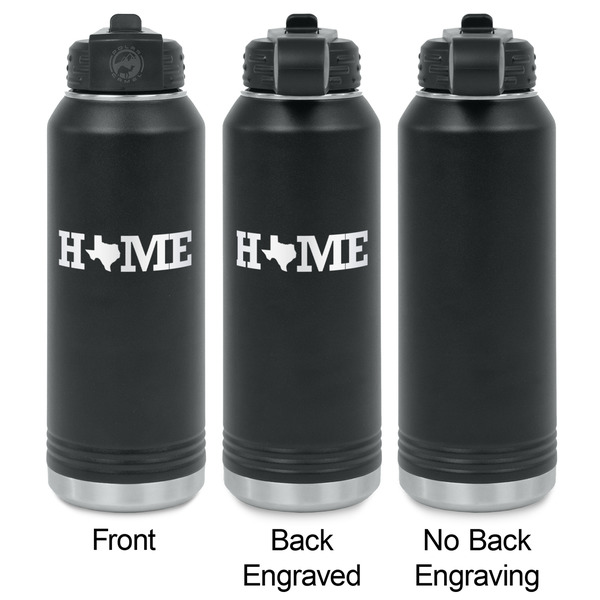 Home State Laser Engraved Water Bottles - 2 Styles - Front & Back View