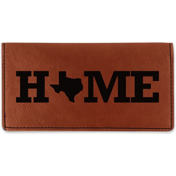 Custom Home State Leatherette Checkbook Holder - Single Sided (Personalized)