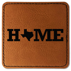 Home State Faux Leather Iron On Patch - Square (Personalized)