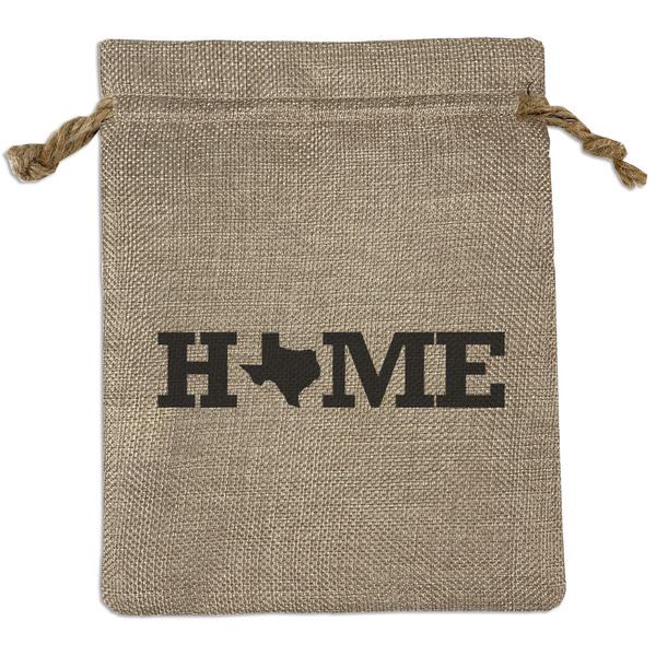 Custom Home State Medium Burlap Gift Bag - Front