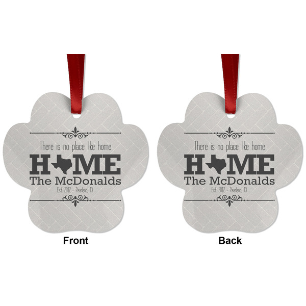 Home State Metal Paw Ornament - Front and Back