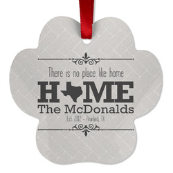 Home State Metal Paw Ornament - Double Sided w/ Name or Text