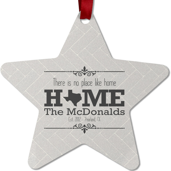 Custom Home State Metal Star Ornament - Double Sided w/ Name or Text