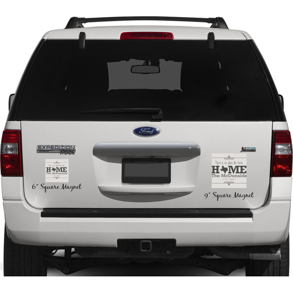 Home State Personalized Square Car Magnets on Ford Explorer
