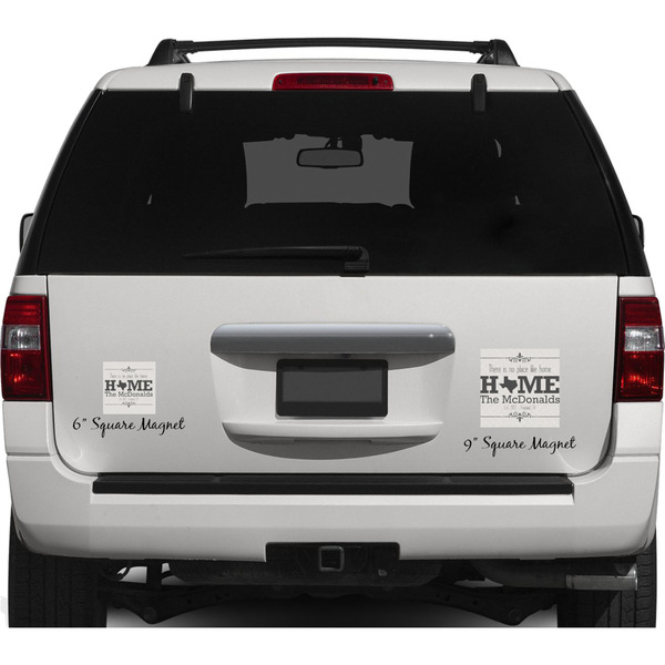 Home State Personalized Square Car Magnets on Ford Explorer