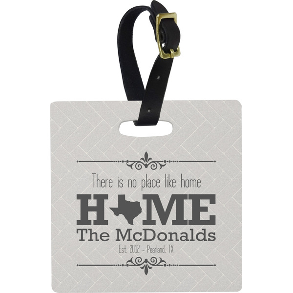 Custom Home State Plastic Luggage Tag - Square w/ Name or Text