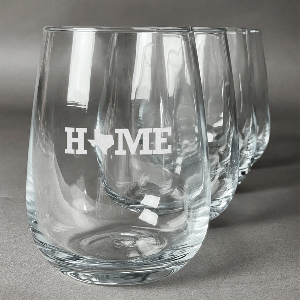 Custom Home State Stemless Wine Glasses (Set of 4) (Personalized)