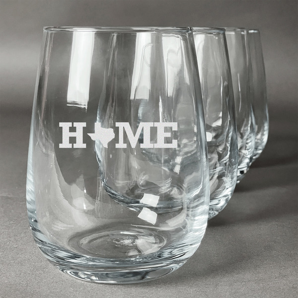 Custom Home State Stemless Wine Glasses (Set of 4) (Personalized)