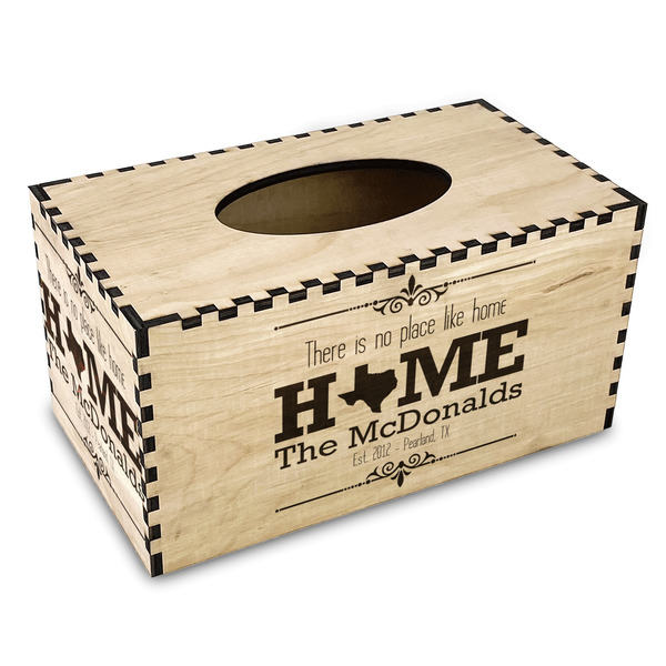 Custom Home State Wood Tissue Box Cover - Rectangle (Personalized)