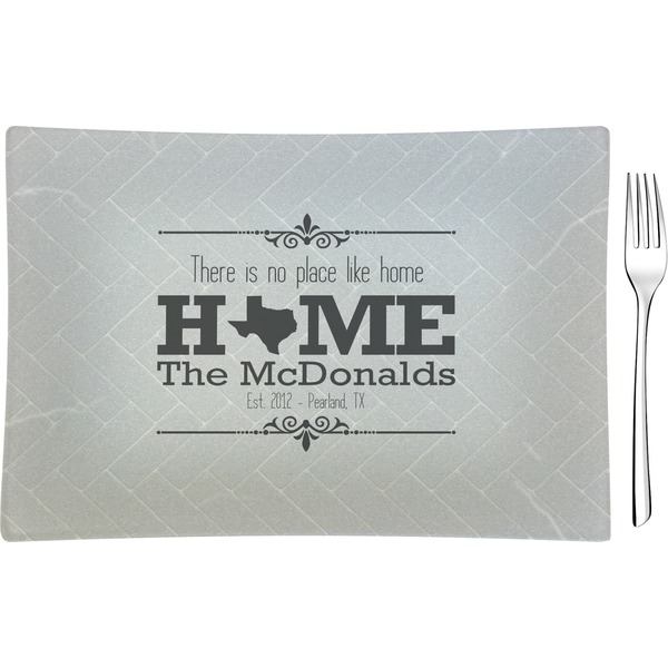 Custom Home State Rectangular Glass Appetizer / Dessert Plate - Single or Set (Personalized)
