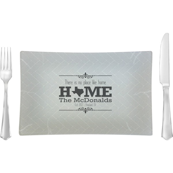 Custom Home State Rectangular Glass Lunch / Dinner Plate - Single or Set (Personalized)