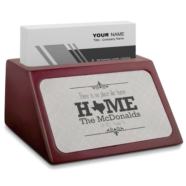 Custom Home State Red Mahogany Business Card Holder (Personalized)