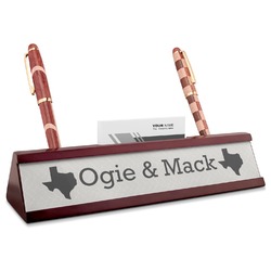Home State Red Mahogany Nameplate with Business Card Holder (Personalized)